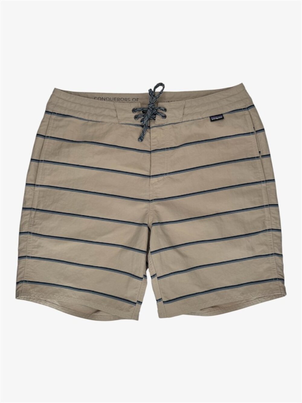 PATAGONIA Recycled Nylon Wavefarer Board Shorts - Oar Tan and Blue - Size 30